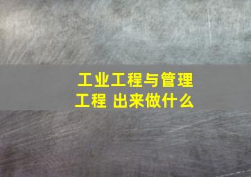 工业工程与管理工程 出来做什么